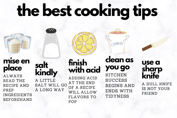infographic with the best cooking tips