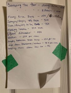 chore chart with assigned values