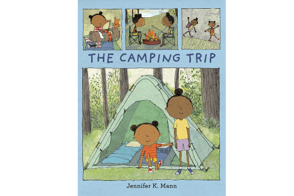 The cover of the book The Camping Trip which has drawings of two girls camping