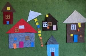 Felt picture of a community of houses