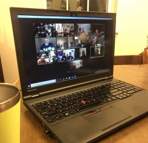 computer showing a family Zoom gathering