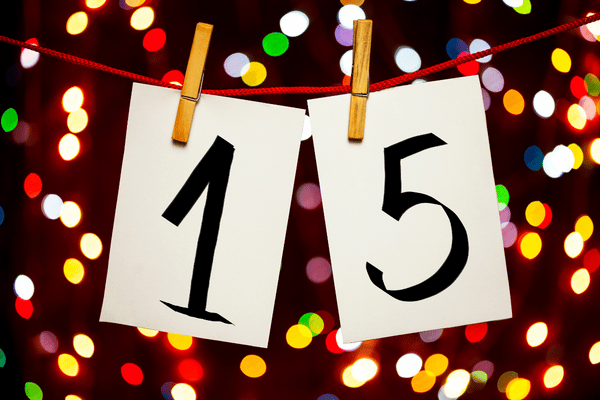 the number 15 against a bright background