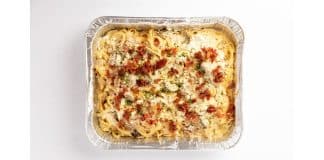 The What, Why, and How of Planning a Meal Swap an aluminum pan with a pasta dish