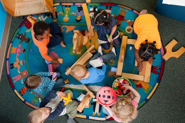 Busy classroom with young children