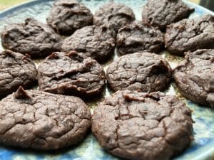 Double chocolate black bean cookies on a plate are one fantastic healthy chocolate dessert