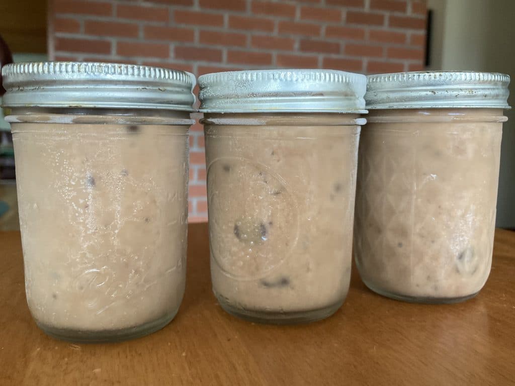 Banana Chocolate Chip "Nice Cream" frozen in mason jars