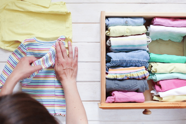 KonMari inspired folding and clothing storage.