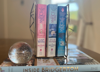 The Definitive Ranking of the Hottest Bridgerton Books a stack of the hottest Bridgerton books.