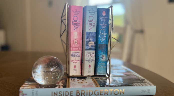 The Definitive Ranking of the Hottest Bridgerton Books a stack of the hottest Bridgerton books.
