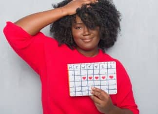 Is It Menopause or Am I Pregnant?: A 45 Year-Old Mom Learns To Love Menstruation a woman with a calendar in her hands is it menopause