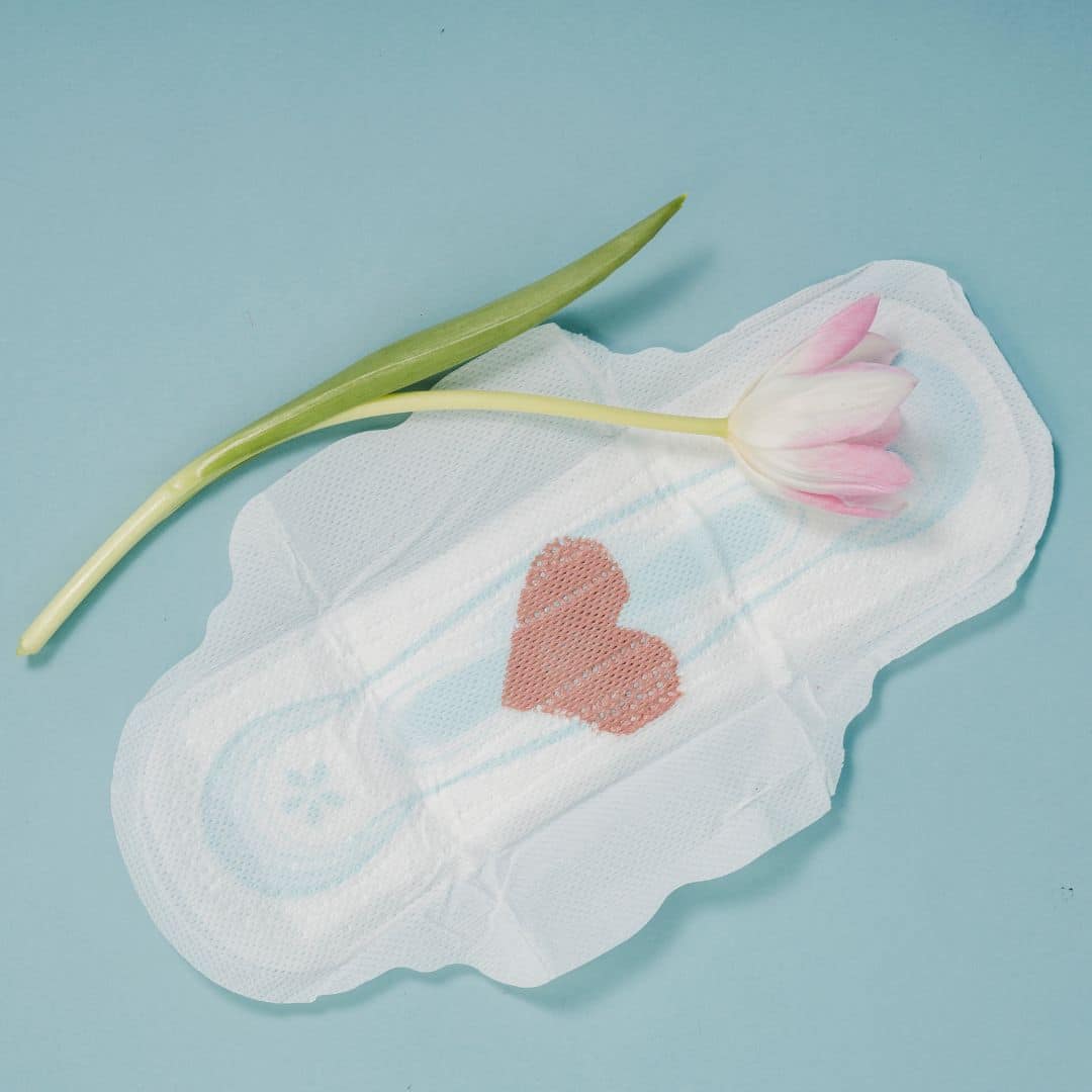 a maxi pad with a heart in the middle. is it menopause