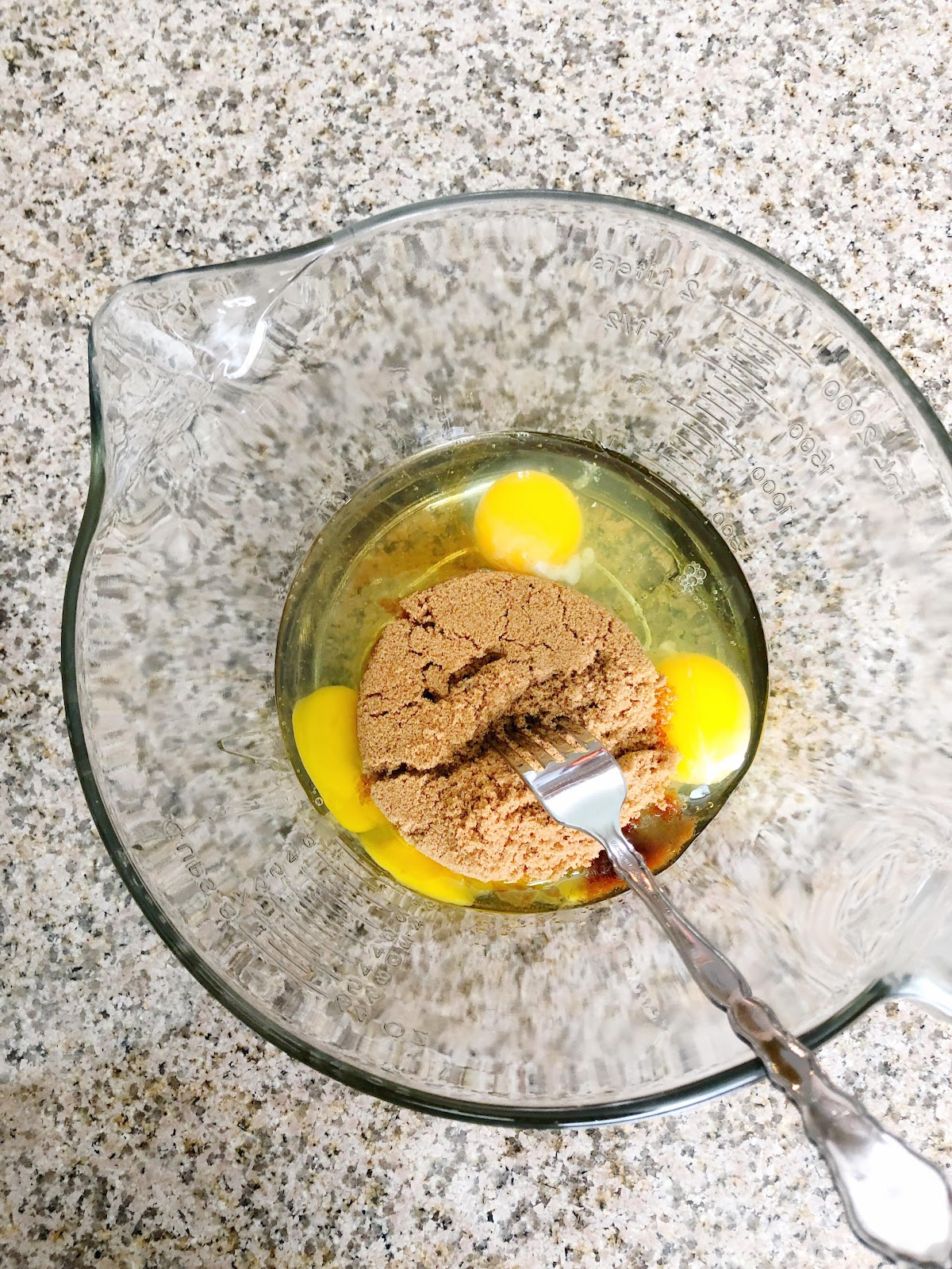 Mixing eggs and sugar