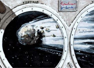 Using Art to Fundraise for Refugees and Asylum Seekers in Vermont A comet as viewed from a spacecraft