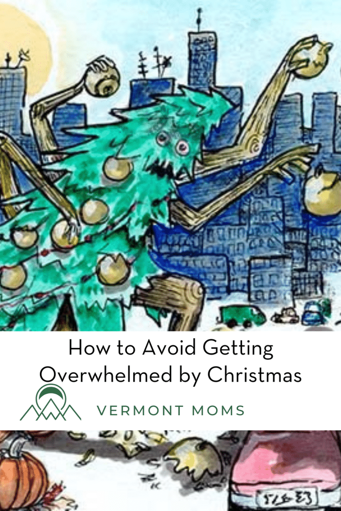cartoon drawing of a Christmas tree monster