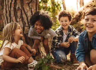 How to Play Safe: What Are the Questions to Ask Before a Drop Off Playdate? children playing outside by a tree. What are the questions to ask before a drop off playdate?