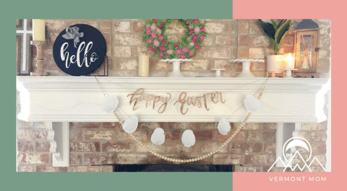 Farmhouse Easter Egg Garland: Trendy DIY Easter Decoration Featured image for a blog post about making a DIY Easter Egg Garland