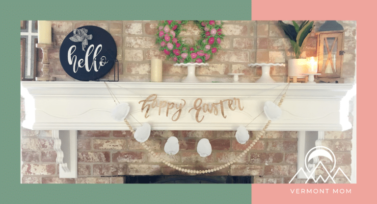 Featured image for a blog post about making a DIY Easter Egg Garland