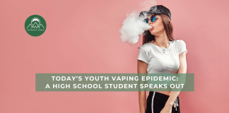 Today’s Youth Vaping Epidemic: A High School Student Speaks Out Teen girl vaping and blowing a big cloud of vapor