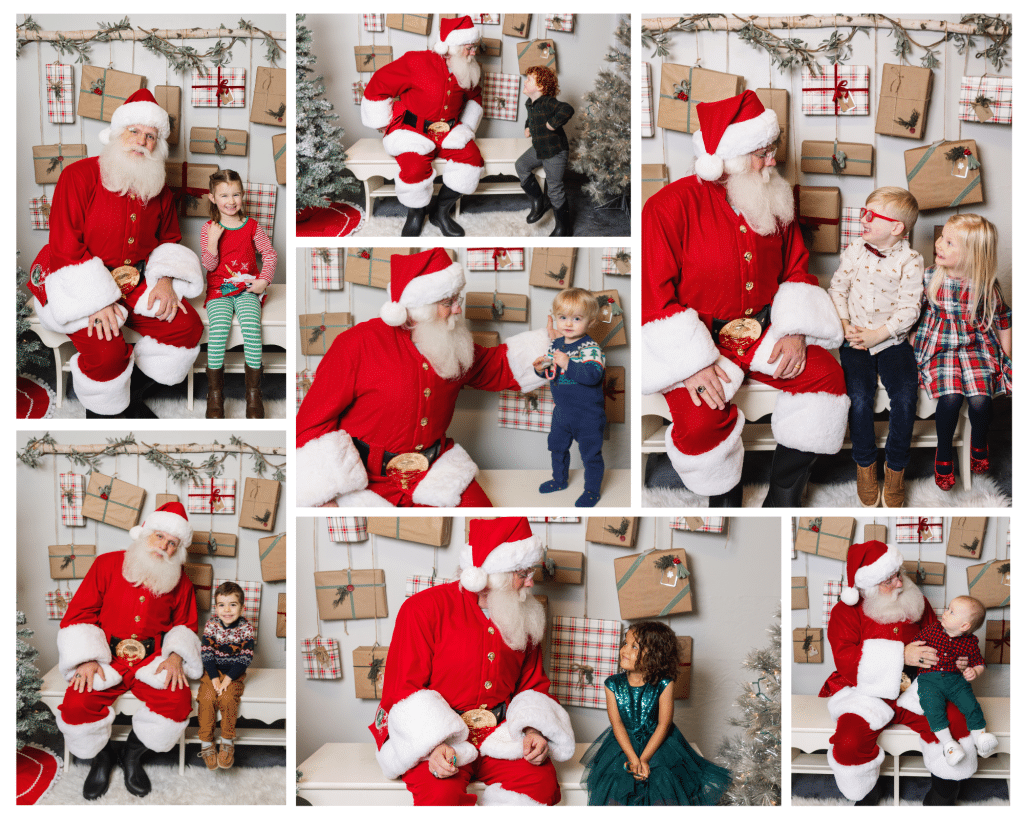 collage of holiday photos with santa