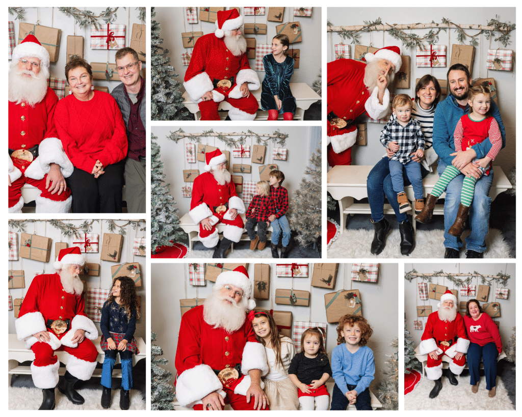 collage of assorted holiday photos with santa