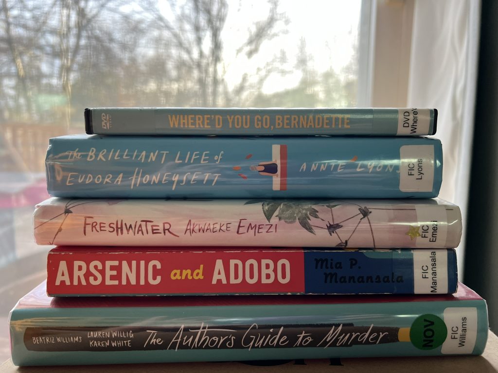 the author's stack of books