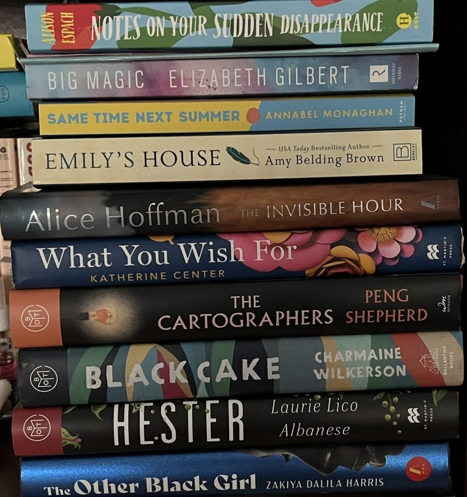 stack of books included in the author's reading resolution