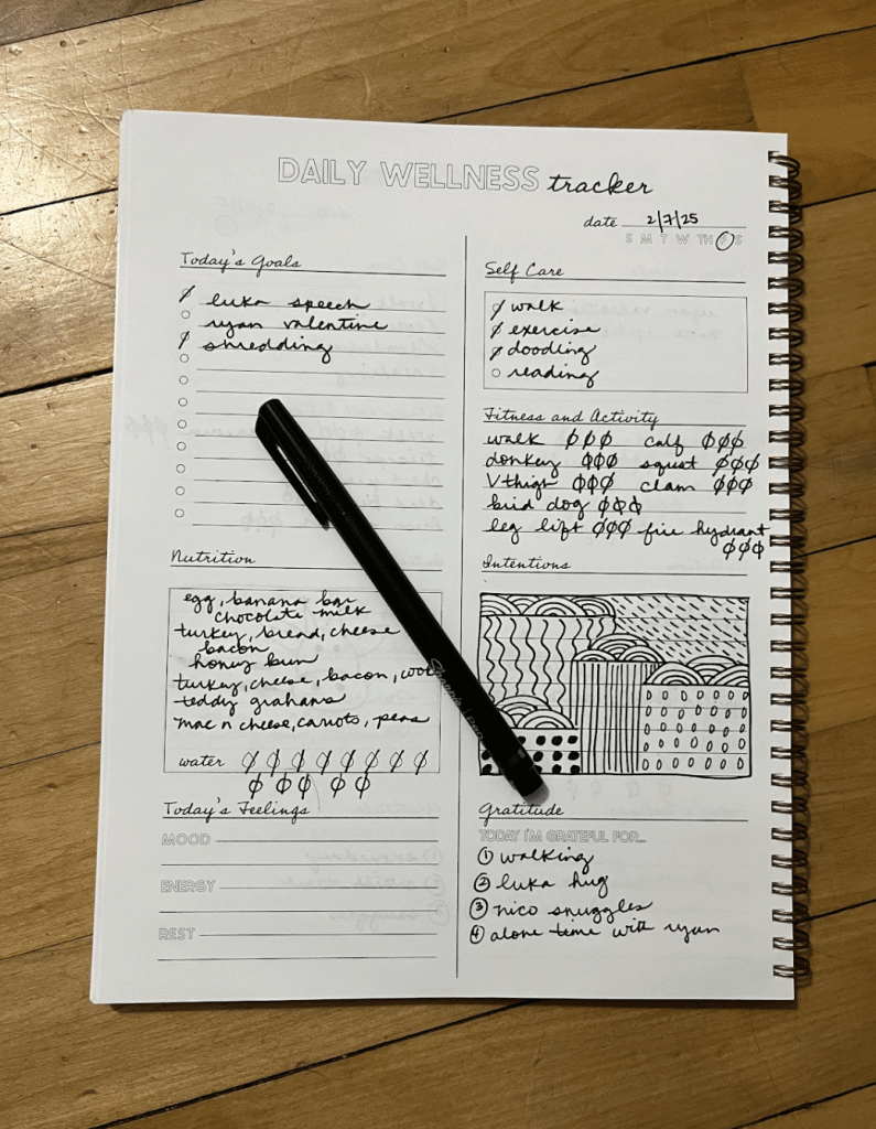 Keeping a wellness journal has been a fundamental part of my third baby postpartum hacks