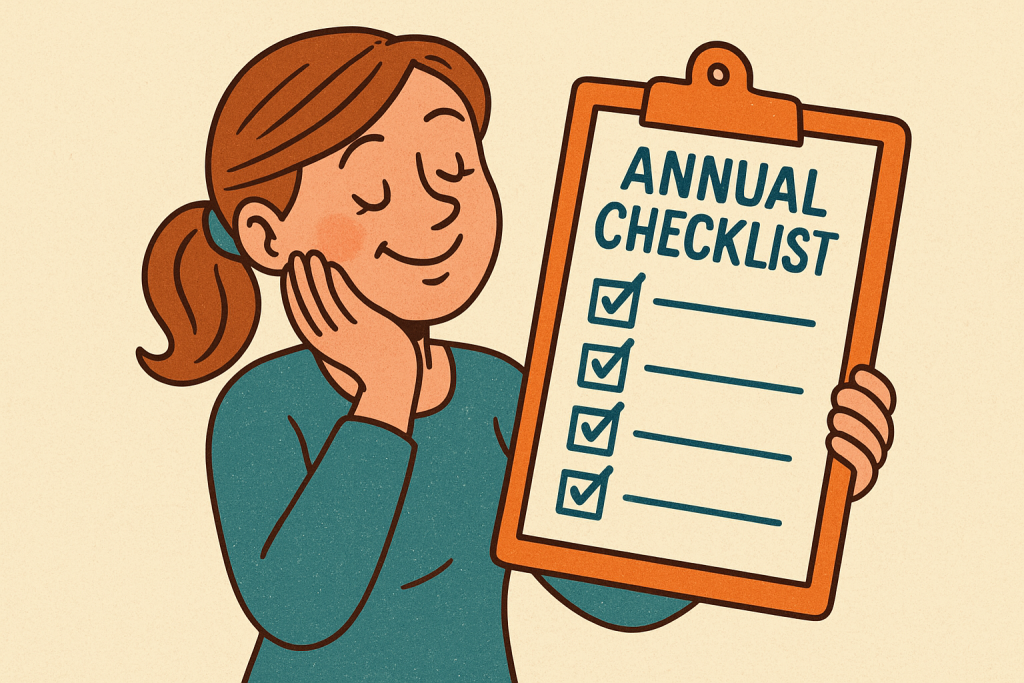 woman with an annual checklist